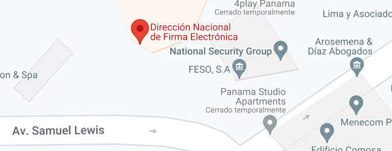 Ubicación de la Dirección Nacional de Firma Electrónica Panamá